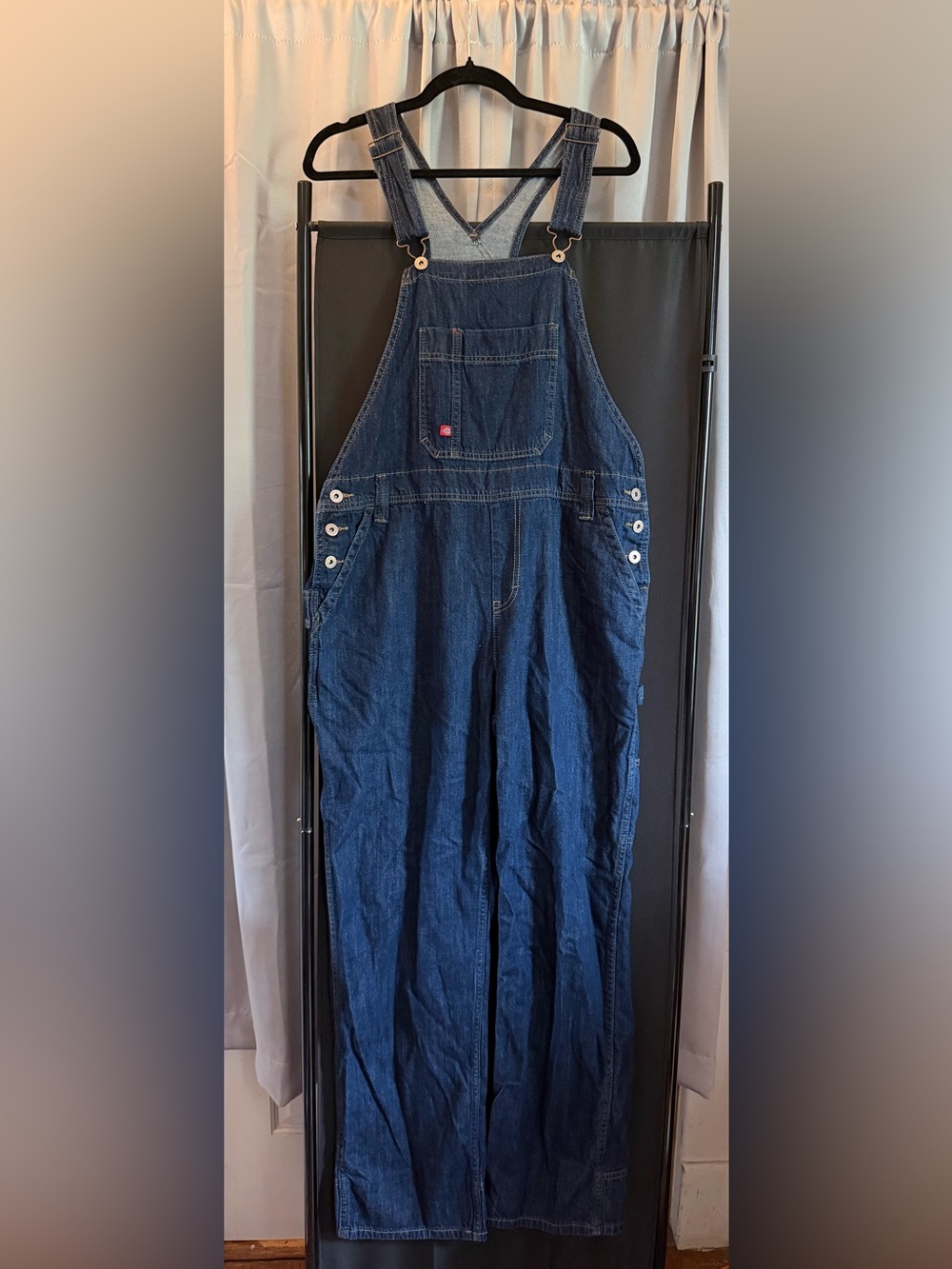 Dickies Dark Blue Denim Women's Bib Overalls with Adjustable Straps